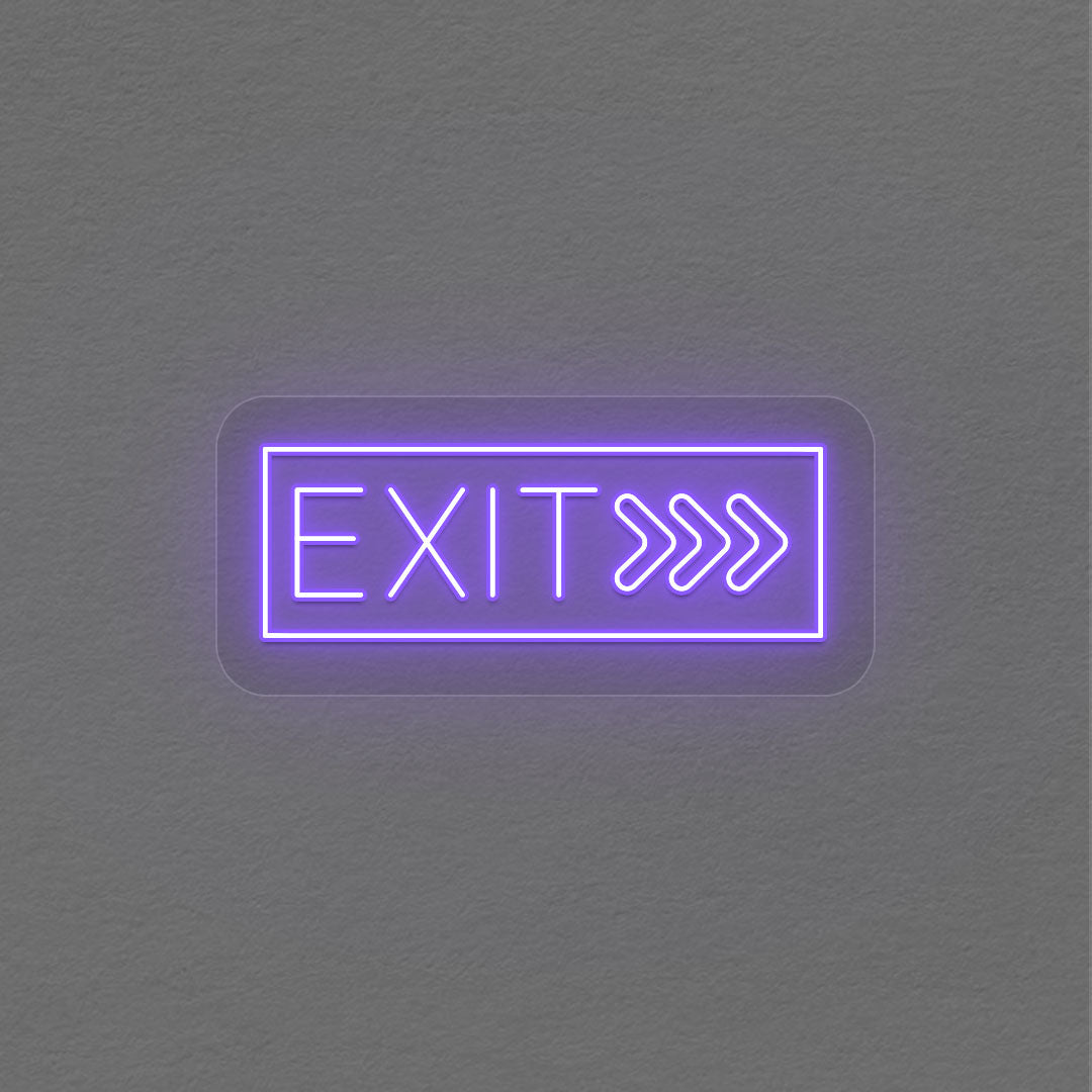 Exit With Arrow Neon Sign | Purple