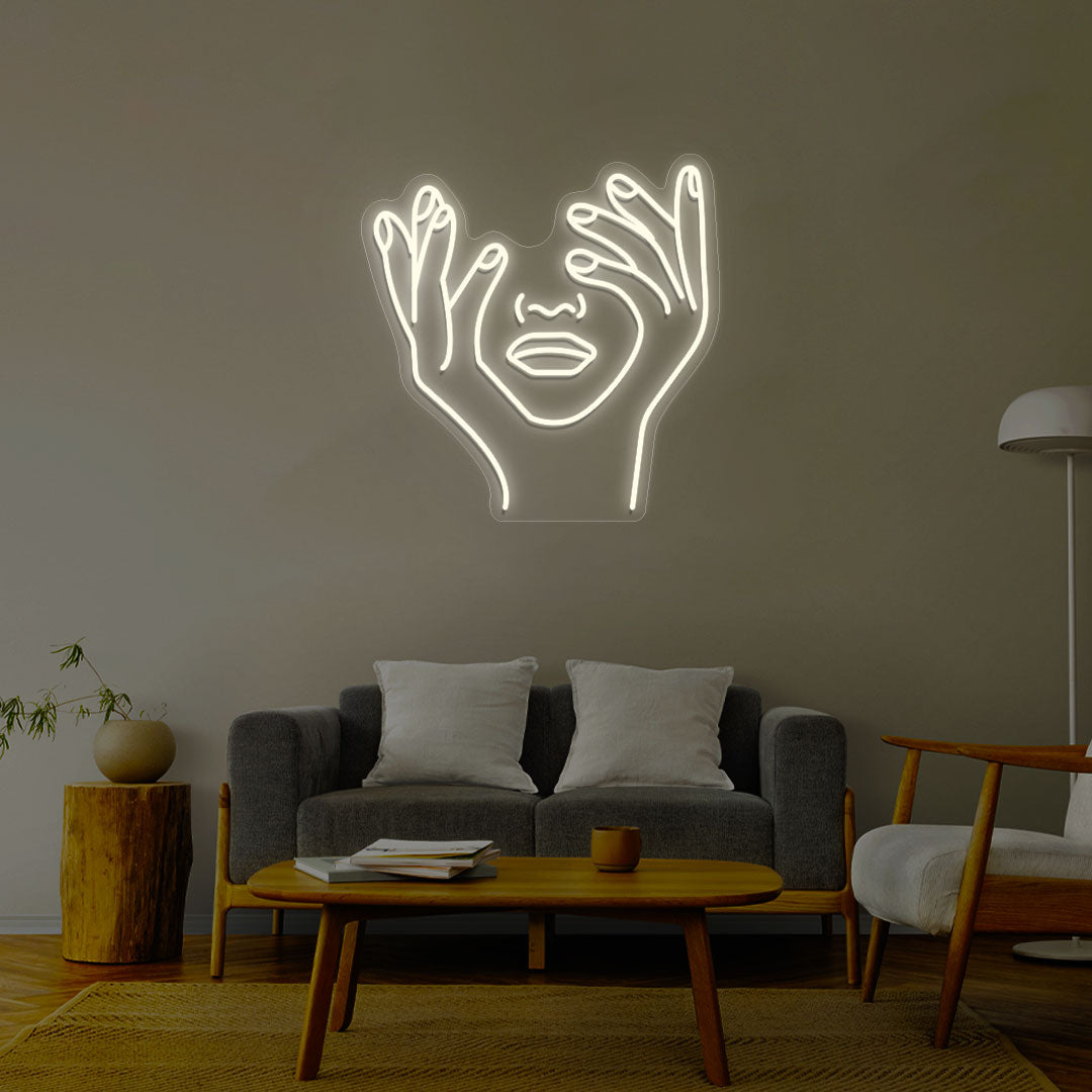 Aesthetic Face Neon Sign | Warm white
