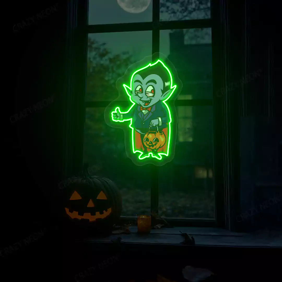 Trick-or-Treat Vampire Neon Artwork | Green
