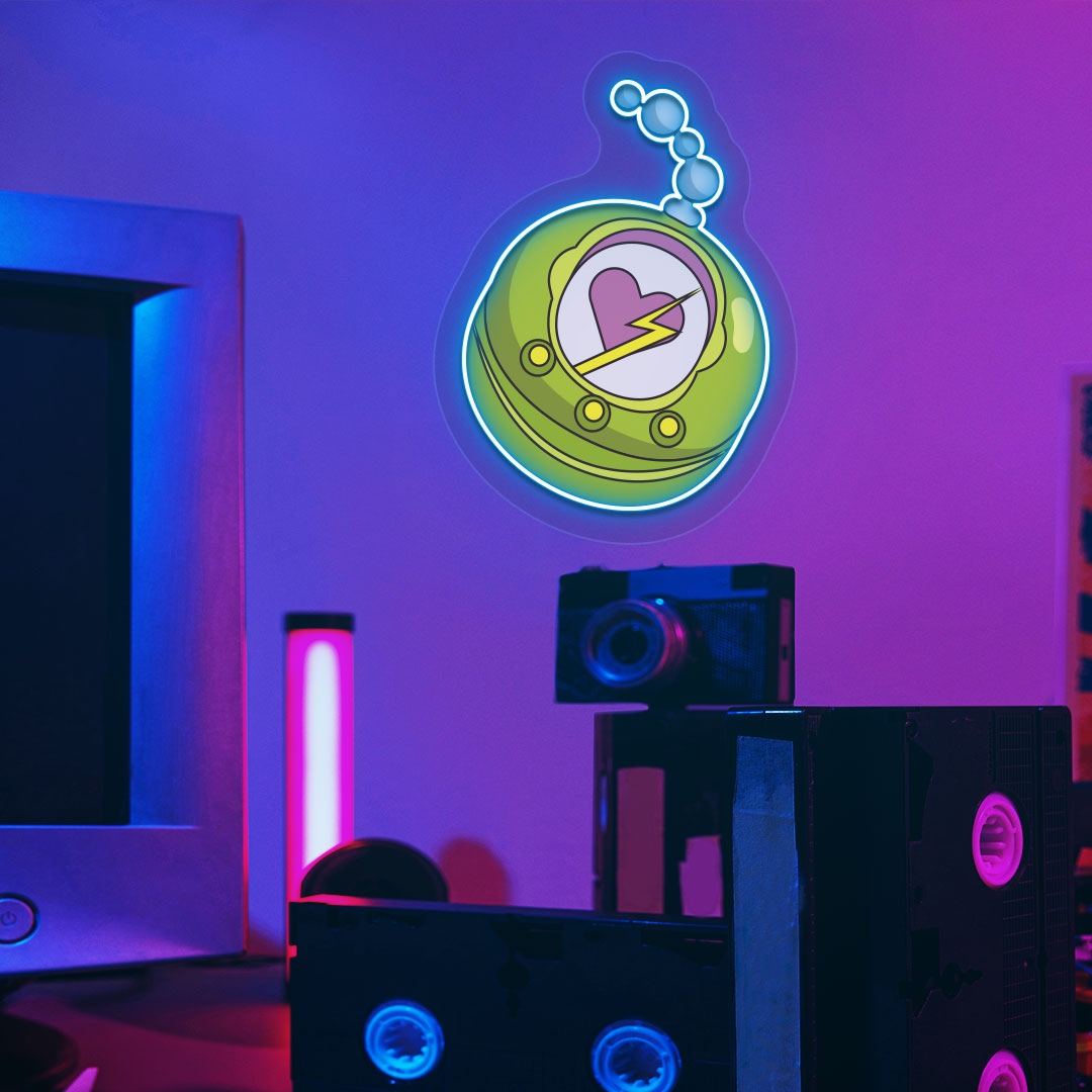 Heart Bolt Clutch Neon Artwork | Iceblue
