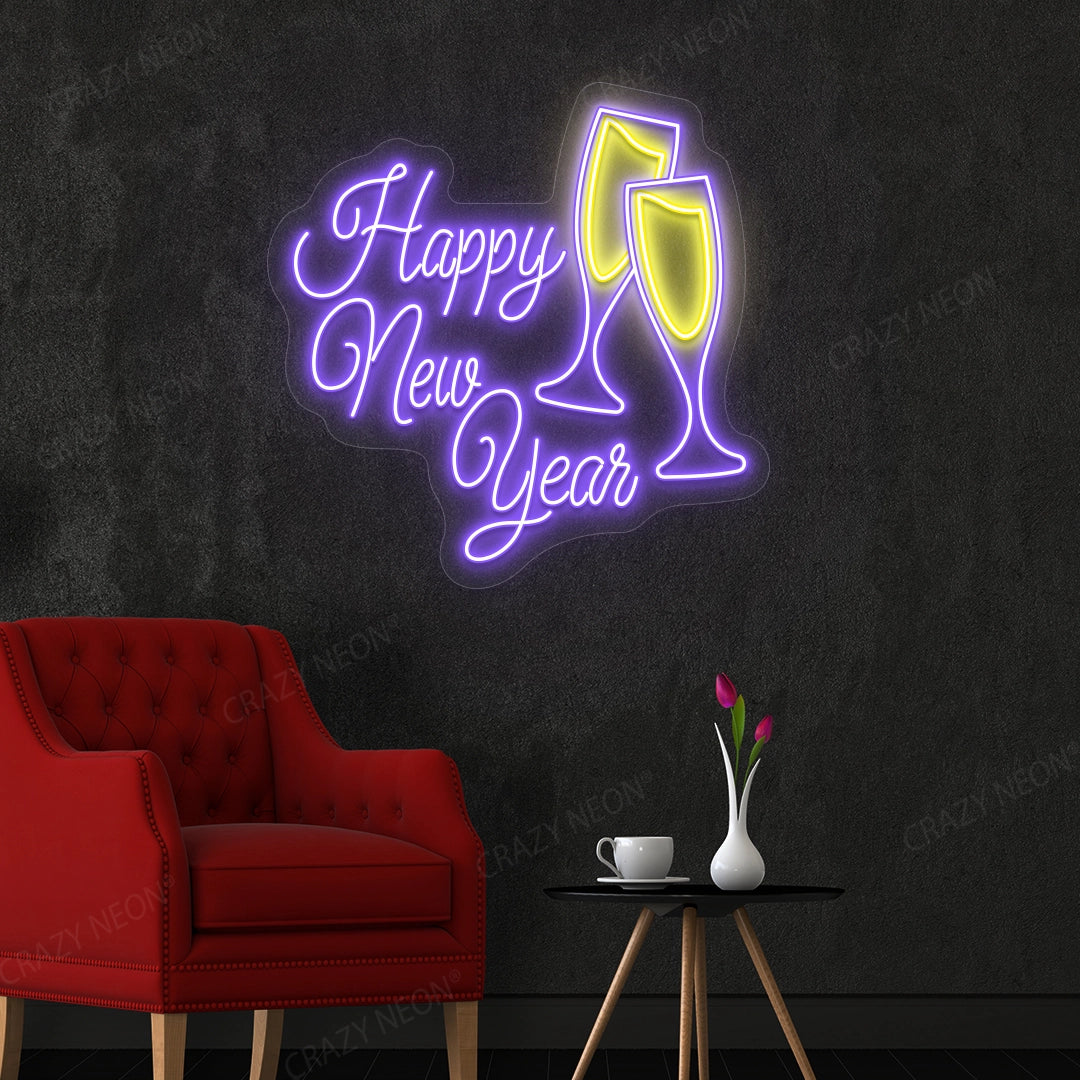 Happy New Year Neon Sign | Purple