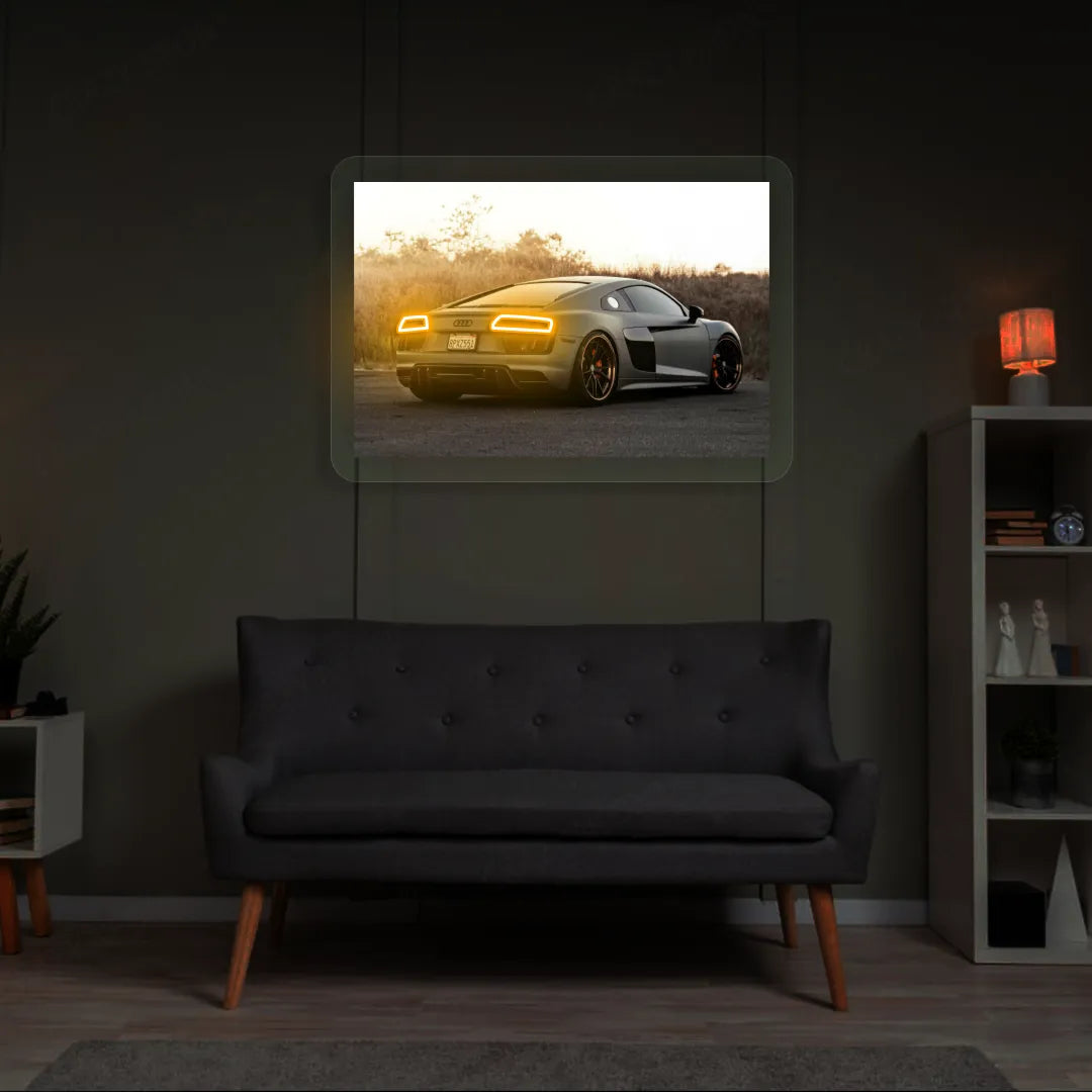 Grey R8 Backlight Neon Artwork | Orange