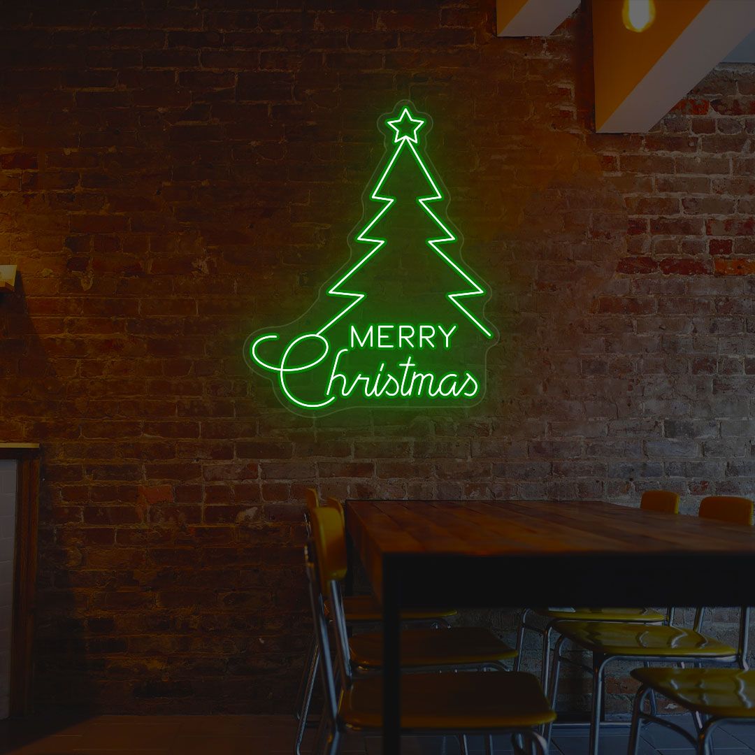 Merry Christmas With Tree Neon Sign