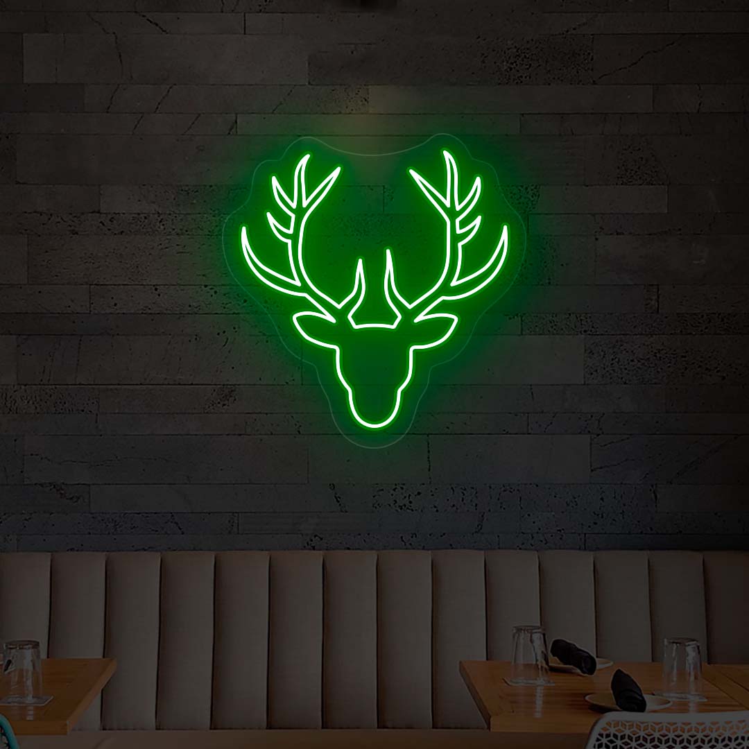 Reindeer Christmas Neon Sign | Green