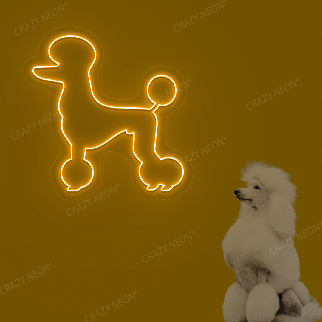 White Poodle Dog Neon Sign | Orange