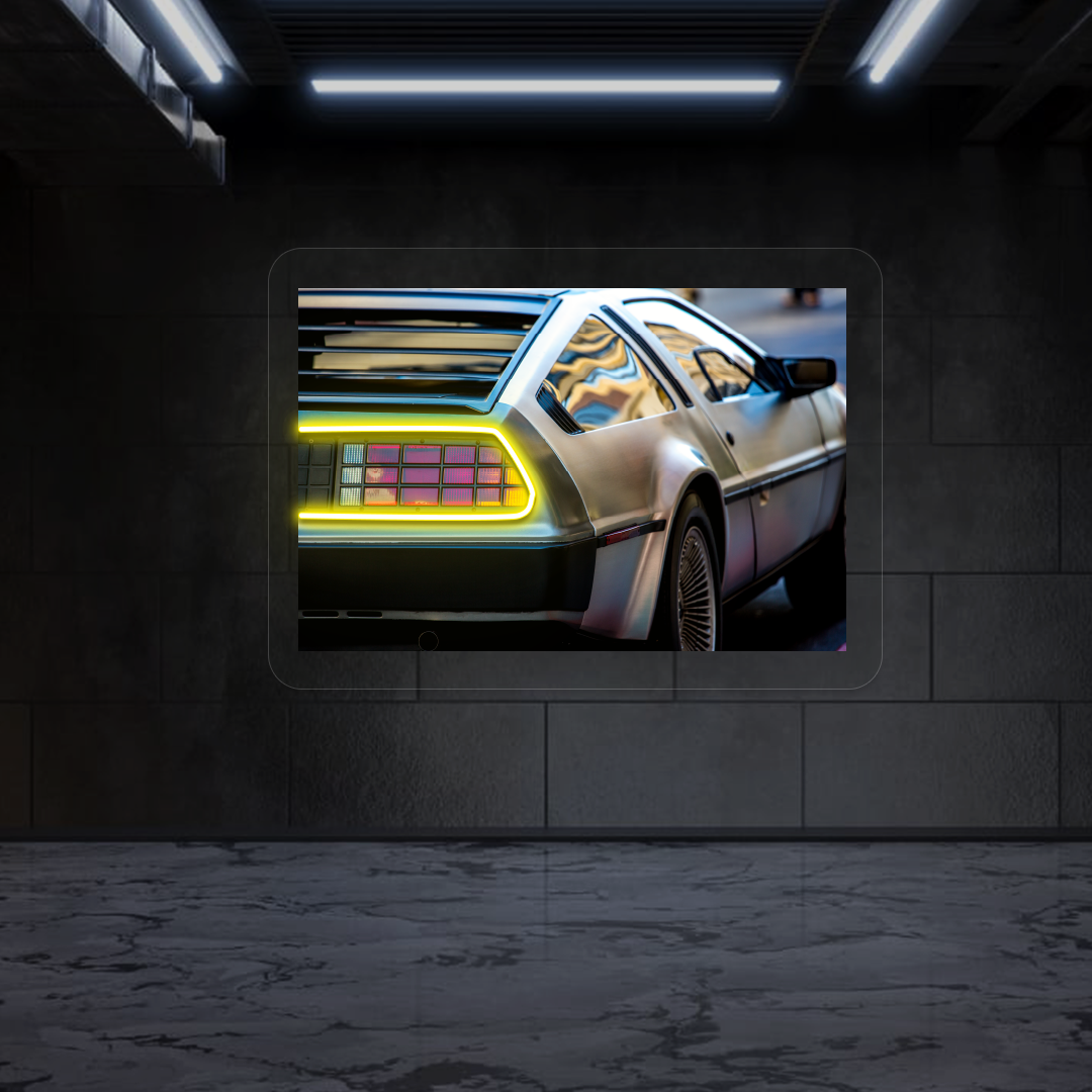 DMC-12 Backlight Neon Artwork | Yellow