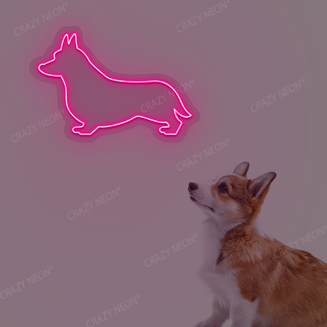 Welsh Corgi Dog Neon Sign | Pink