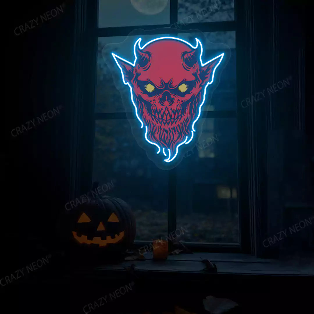 Demon Skull Neon Artwork | Iceblue