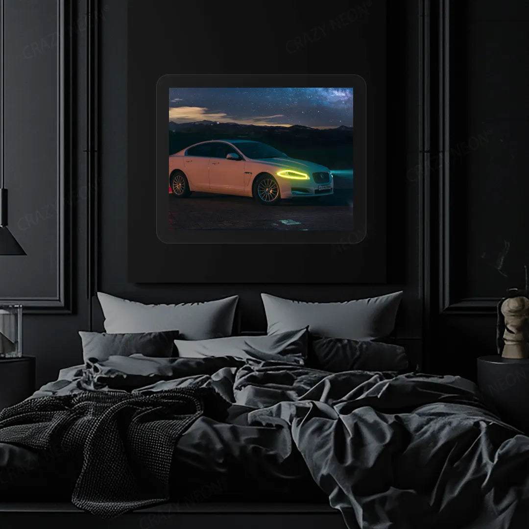 XJ luxury Car Neon Artwork | Yellow