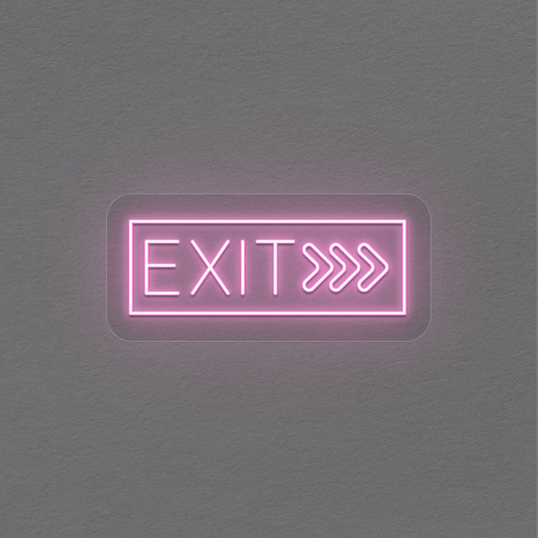 Exit With Arrow Neon Sign | Pink