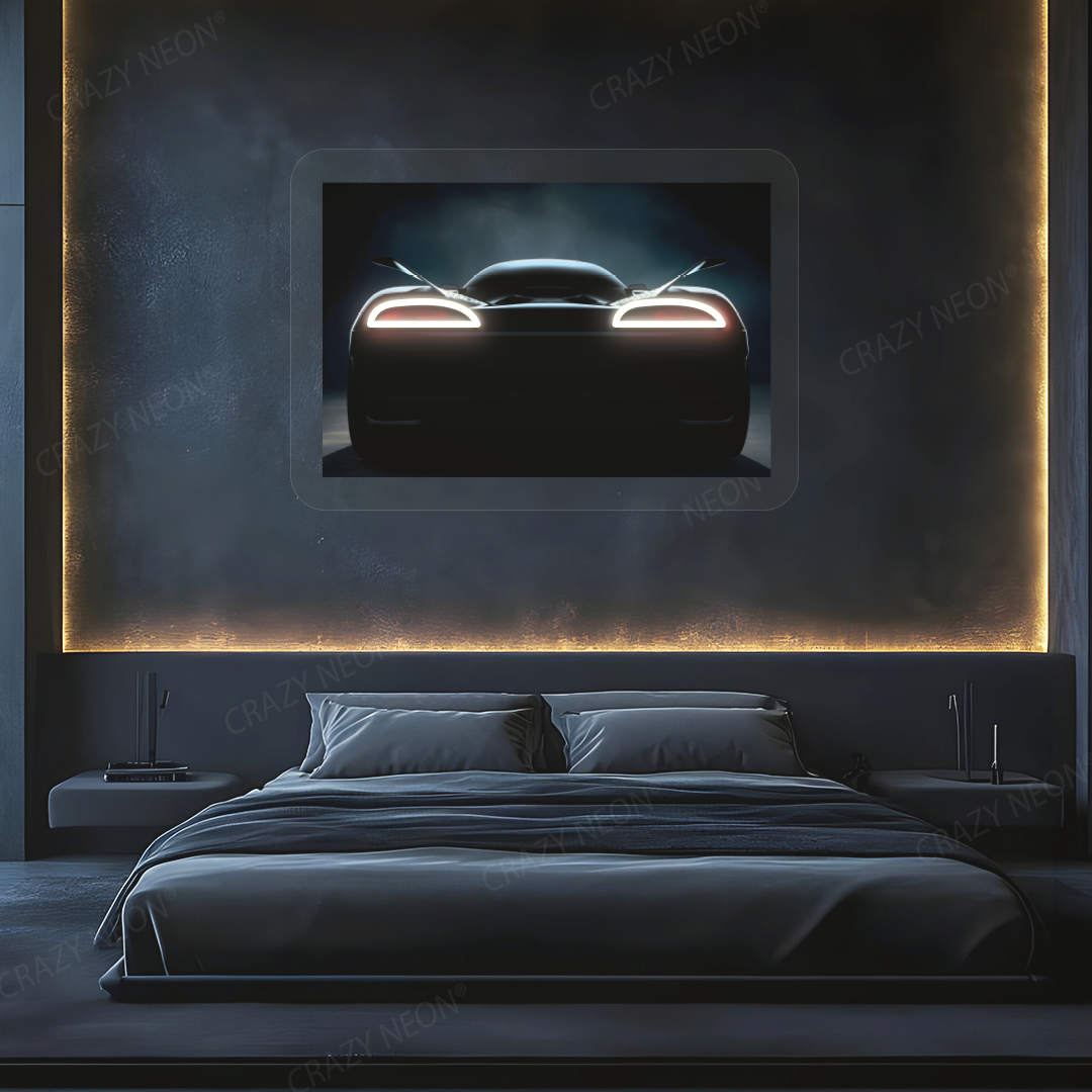 Backlight Glow Hypercar Neon Artwork | White