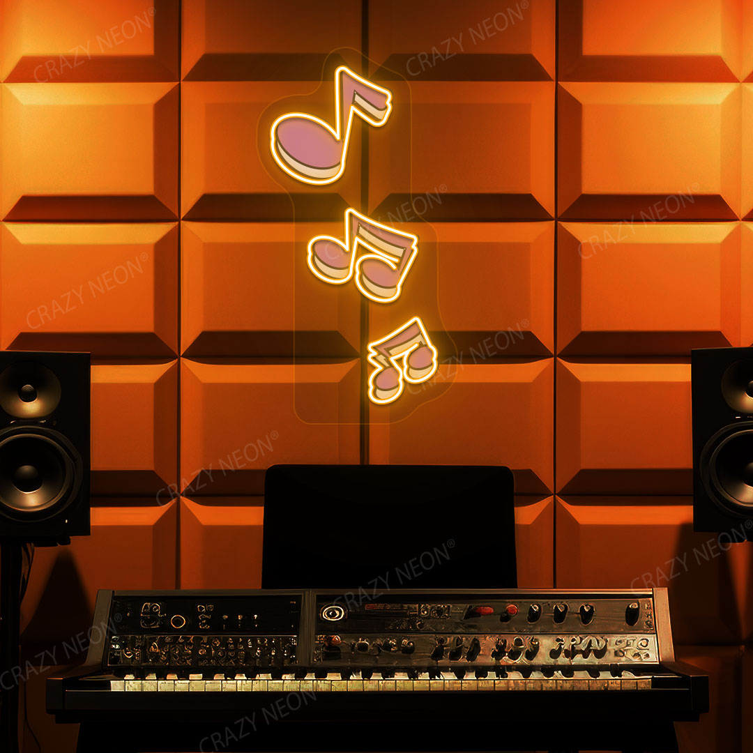 Musical Notes Neon Artwork | Orange