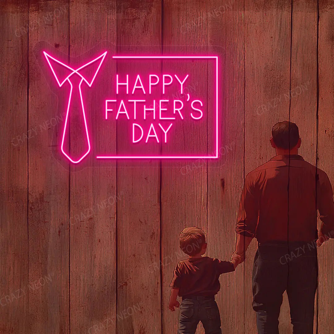 Happy Father's Day With Tie Neon Sign | Pink