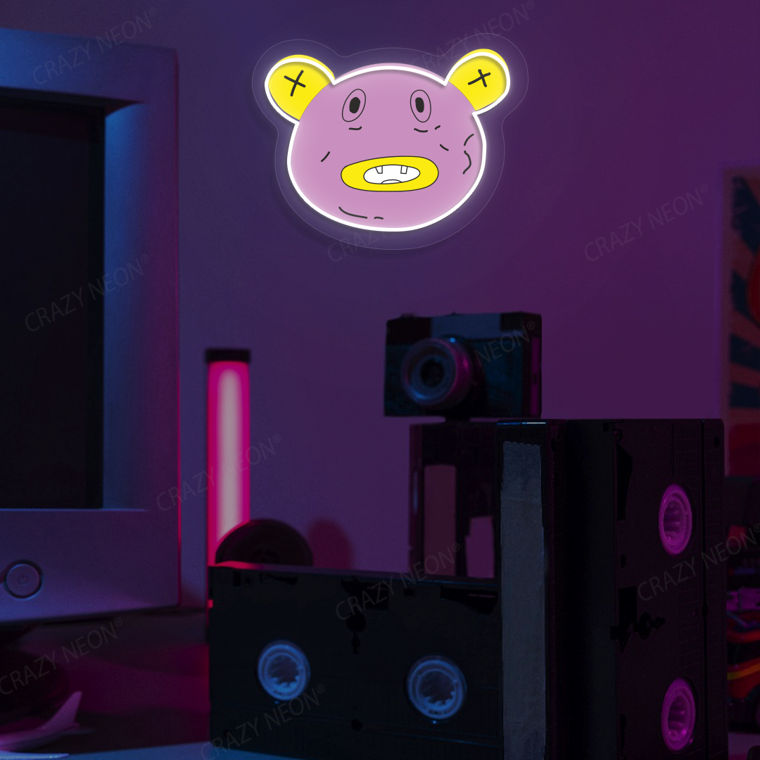 Drip Bear Neon Artwork | White