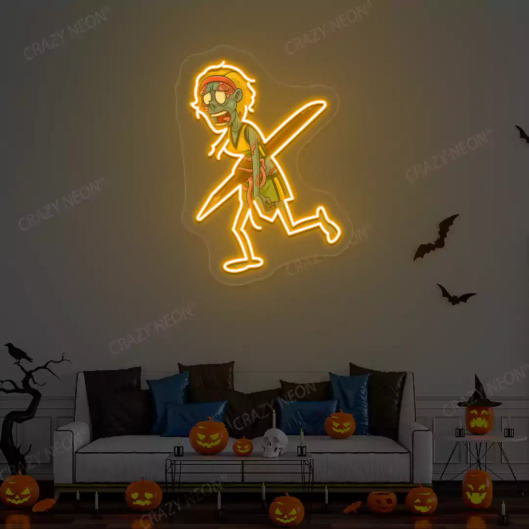 Impaled Zombie Neon Artwork | Orange