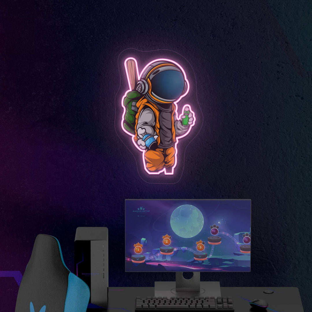 Cool Astronaut Neon Artwork | Pink