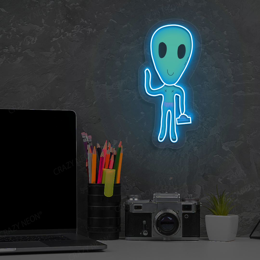 Alien Buddy Neon Artwork | Iceblue