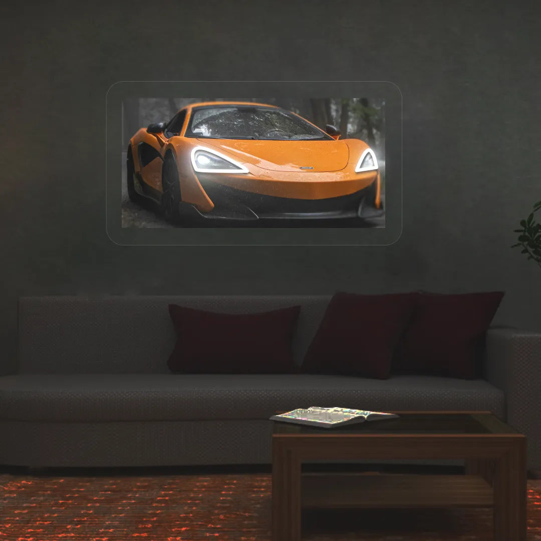Orange Mc Supercar Headlight Neon Artwork | White