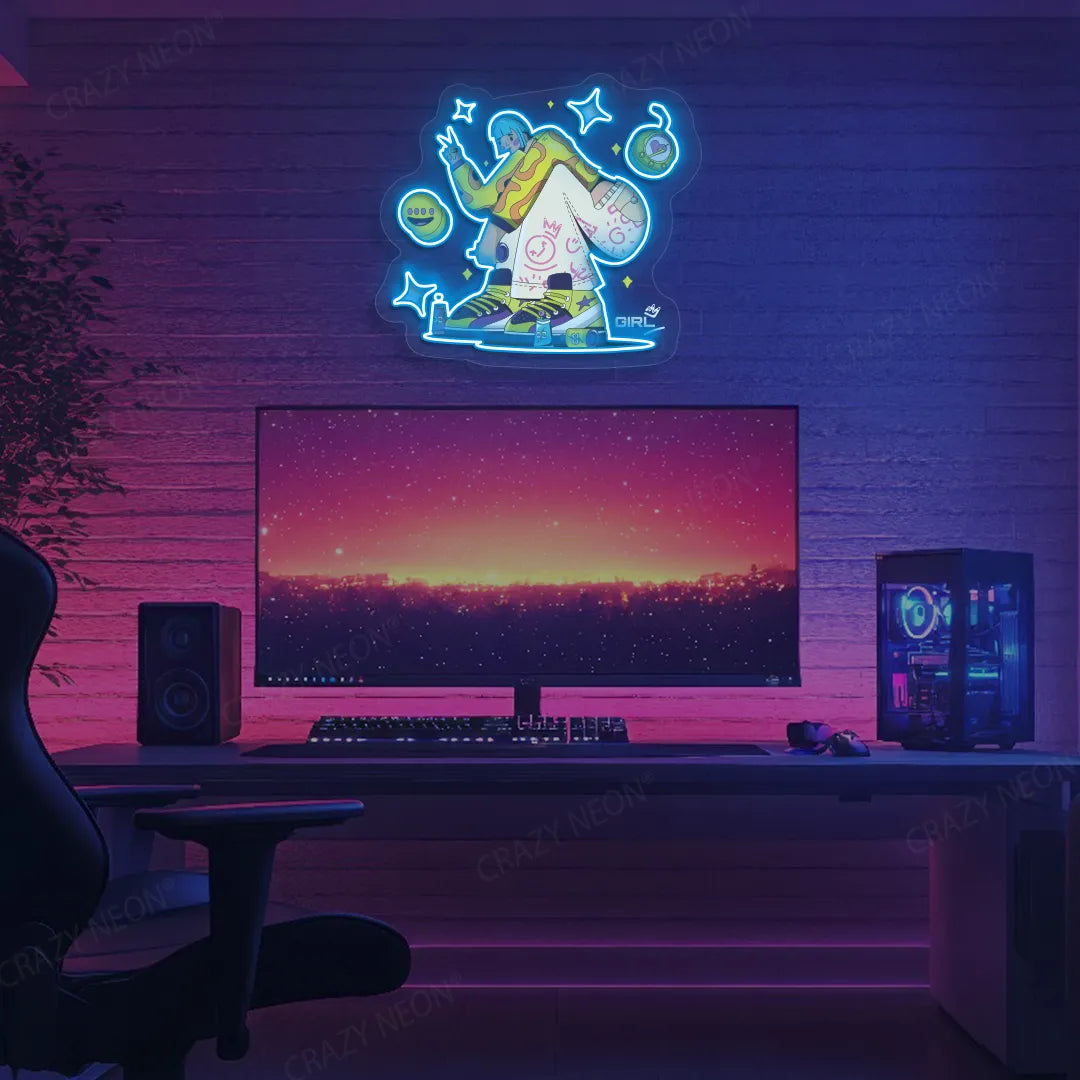 Vibe Queen Neon Artwork | Iceblue