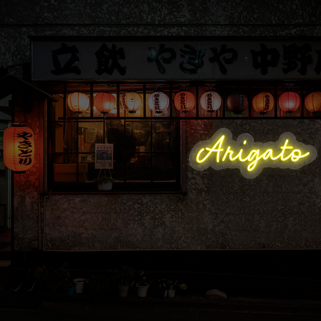 Arigato Neon Sign | Yellow