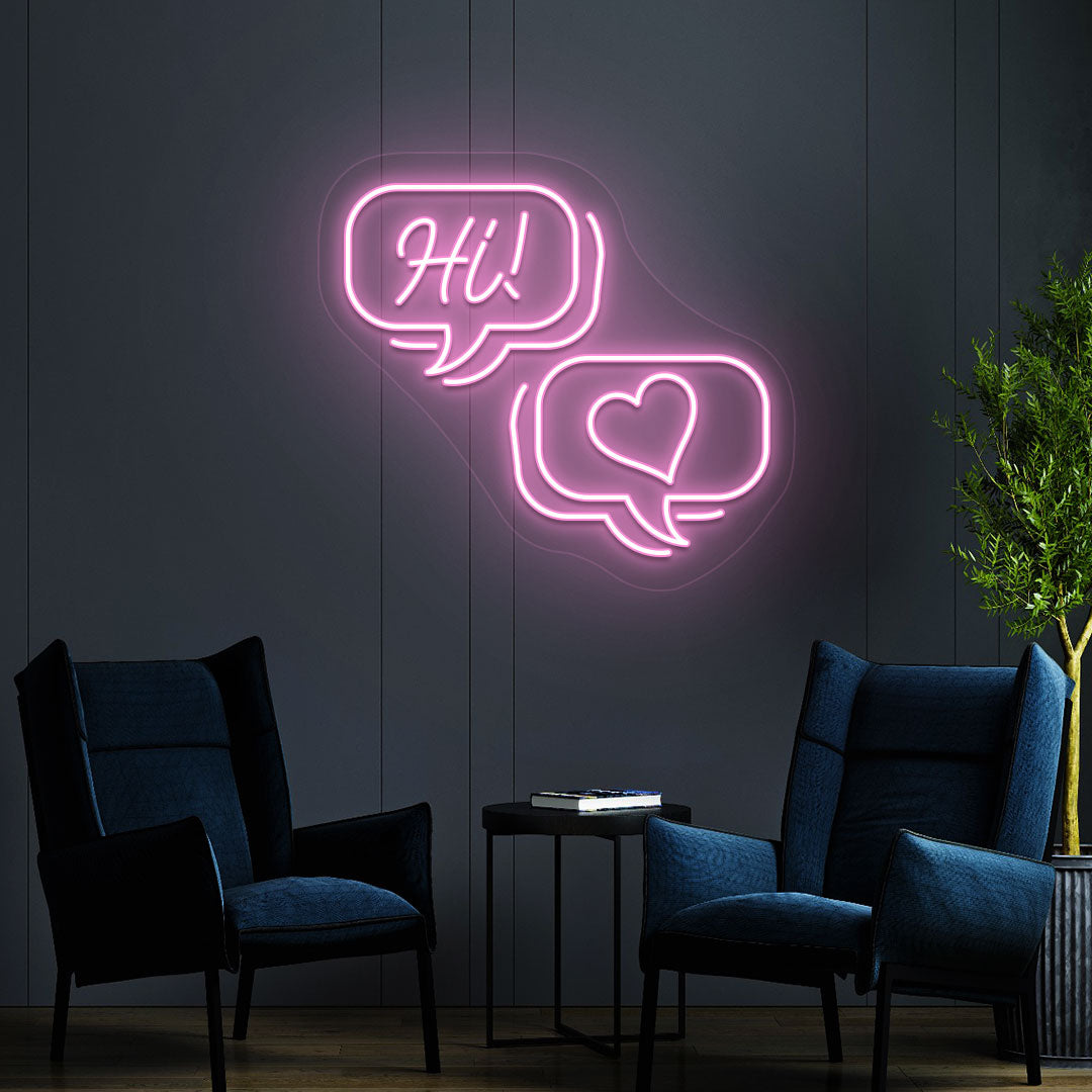 Hi Text Message Neon Sign | Pink