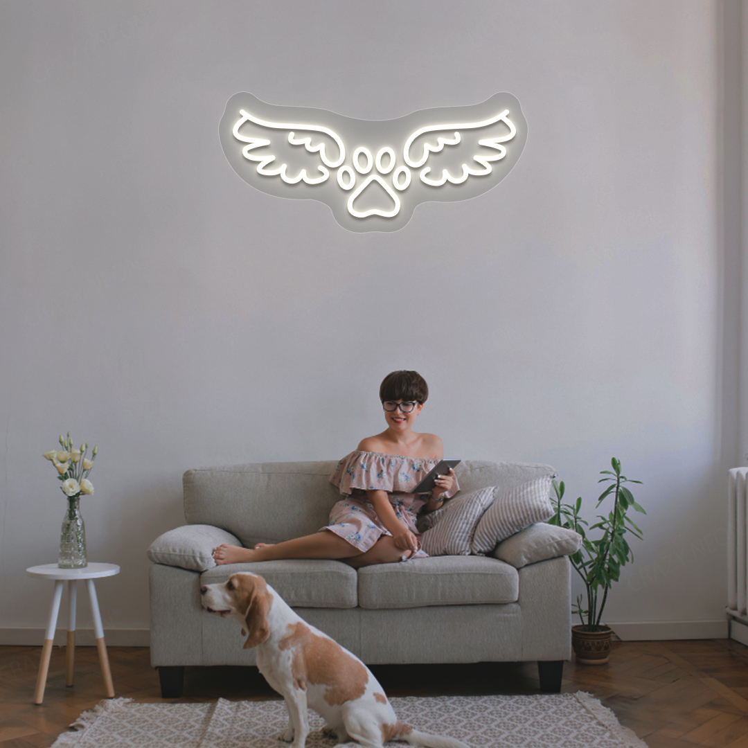 Winged Paw Neon Sign | Warmwhite