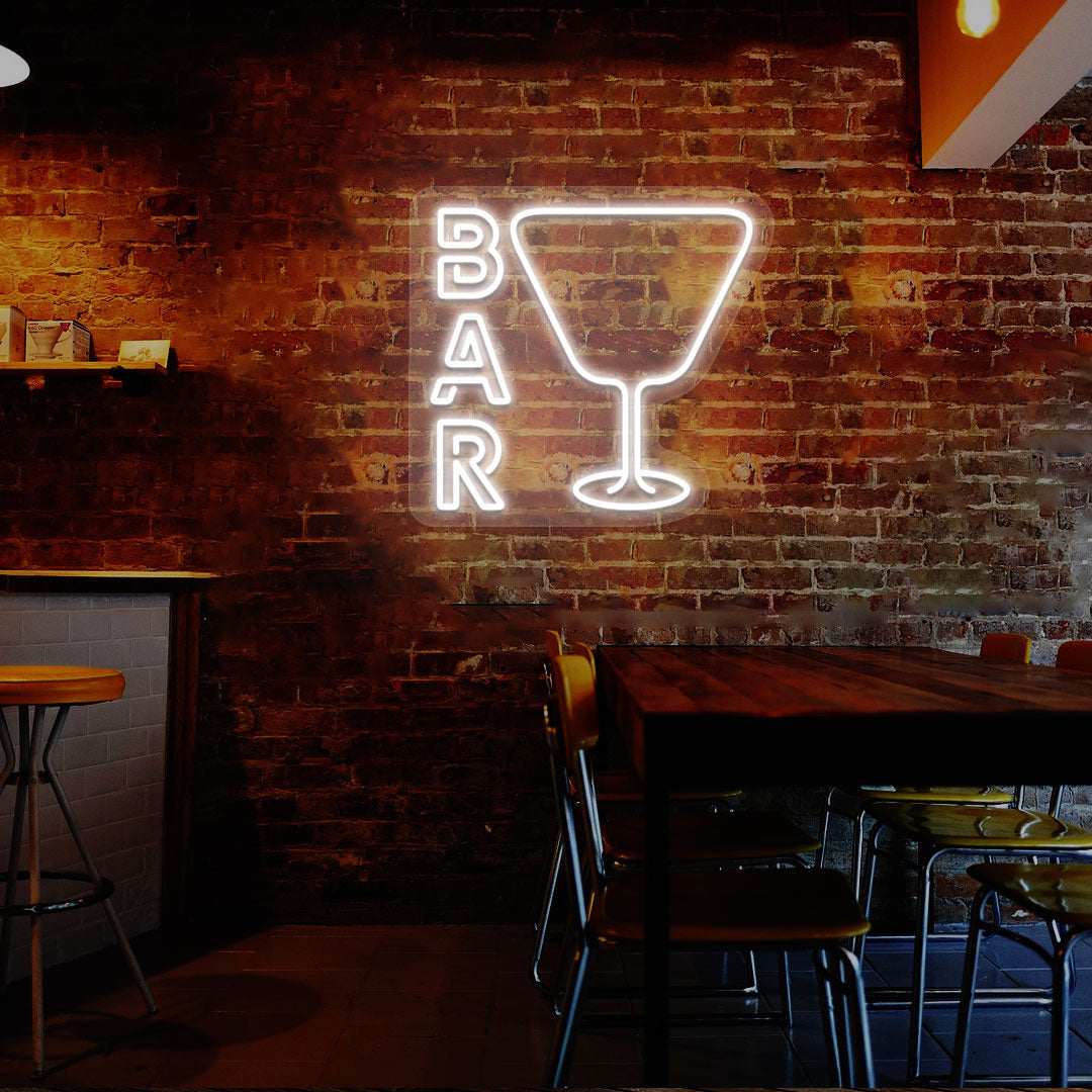 Bar and Glass Neon Sign | Warmwhite