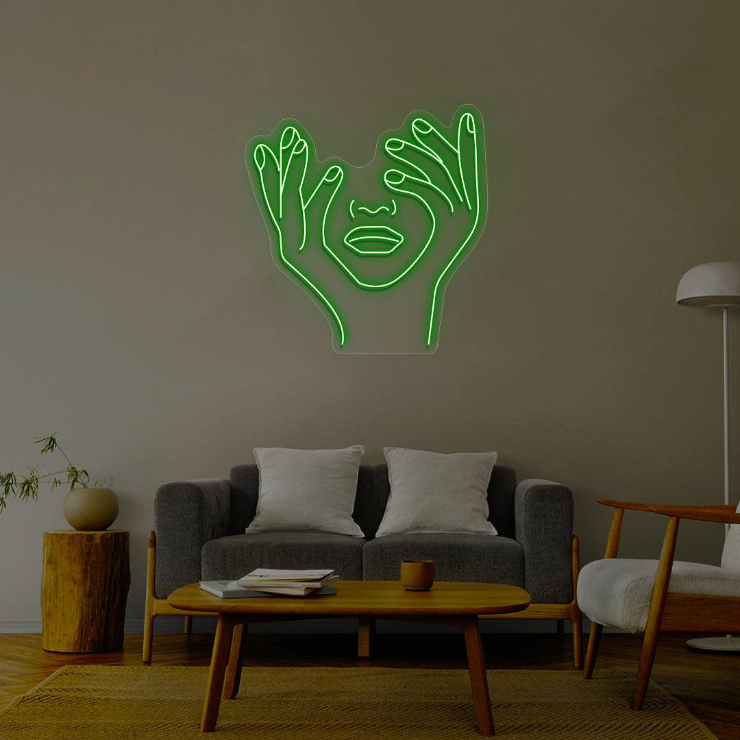 Aesthetic Face Neon Sign | Green
