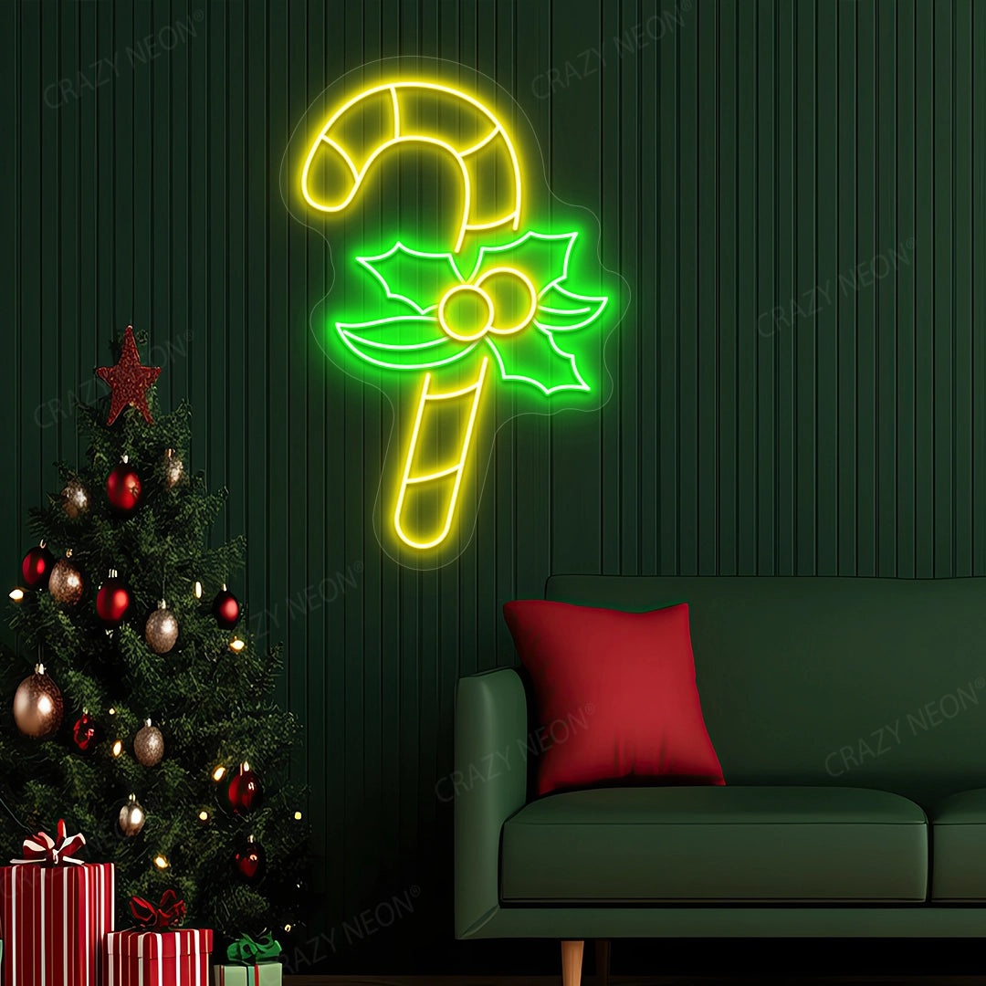 Candy Cane Neon Sign | Yellow
