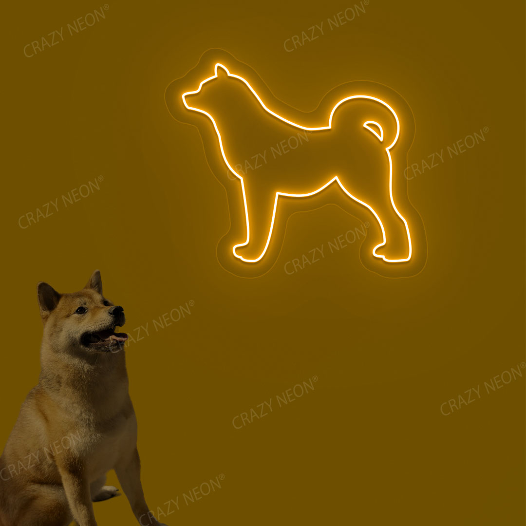 Shiba Inu Dog Neon Sign | Orange