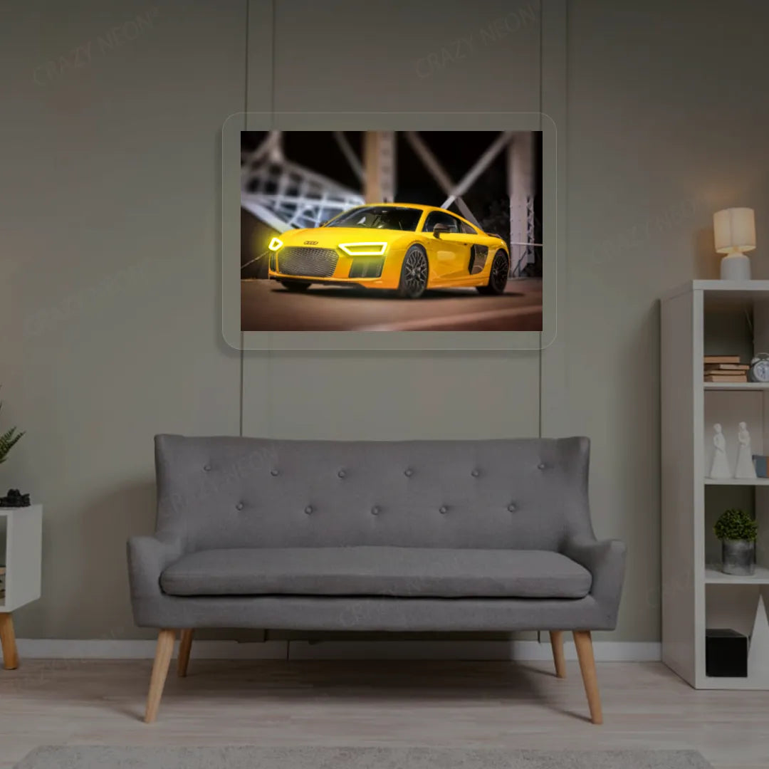 Yellow R8 Headlight Neon Artwork | Yellow