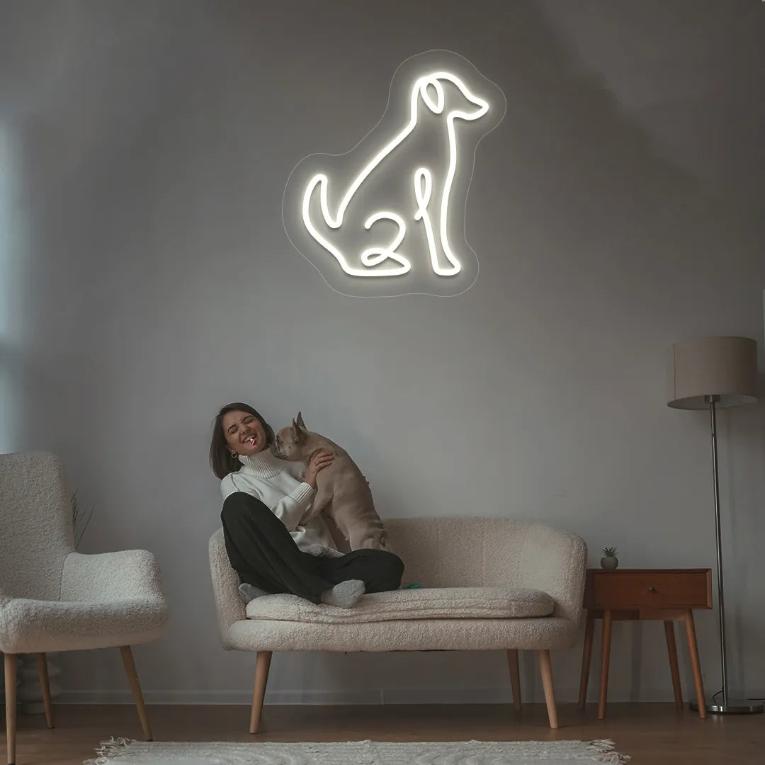 Contour Dog Neon Sign | Warmwhite