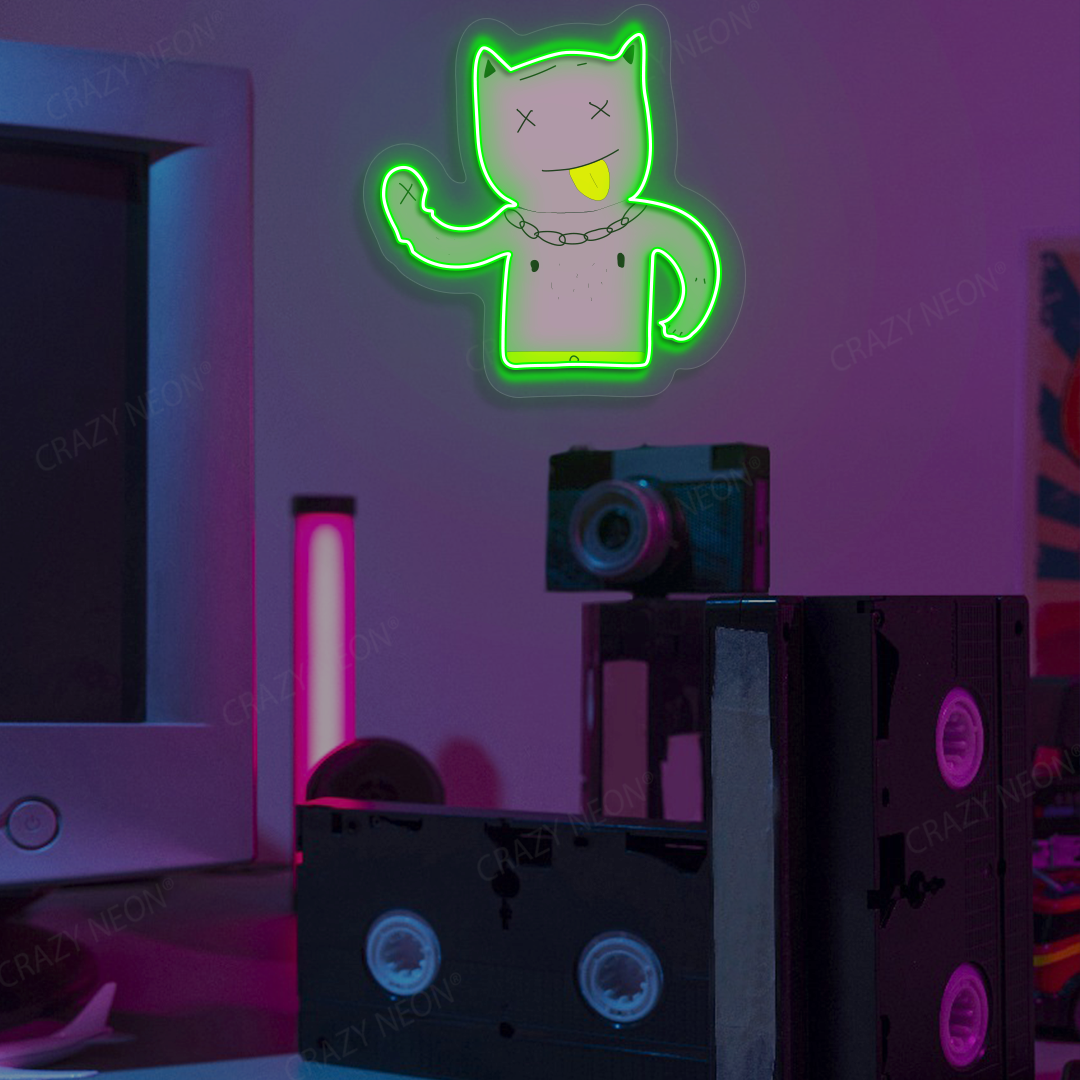 Zone Out Kitty Neon Artwork | Green
