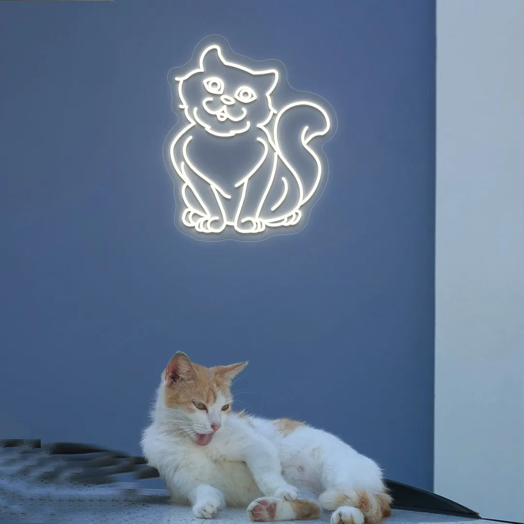 Meowster Cat Neon Sign | White
