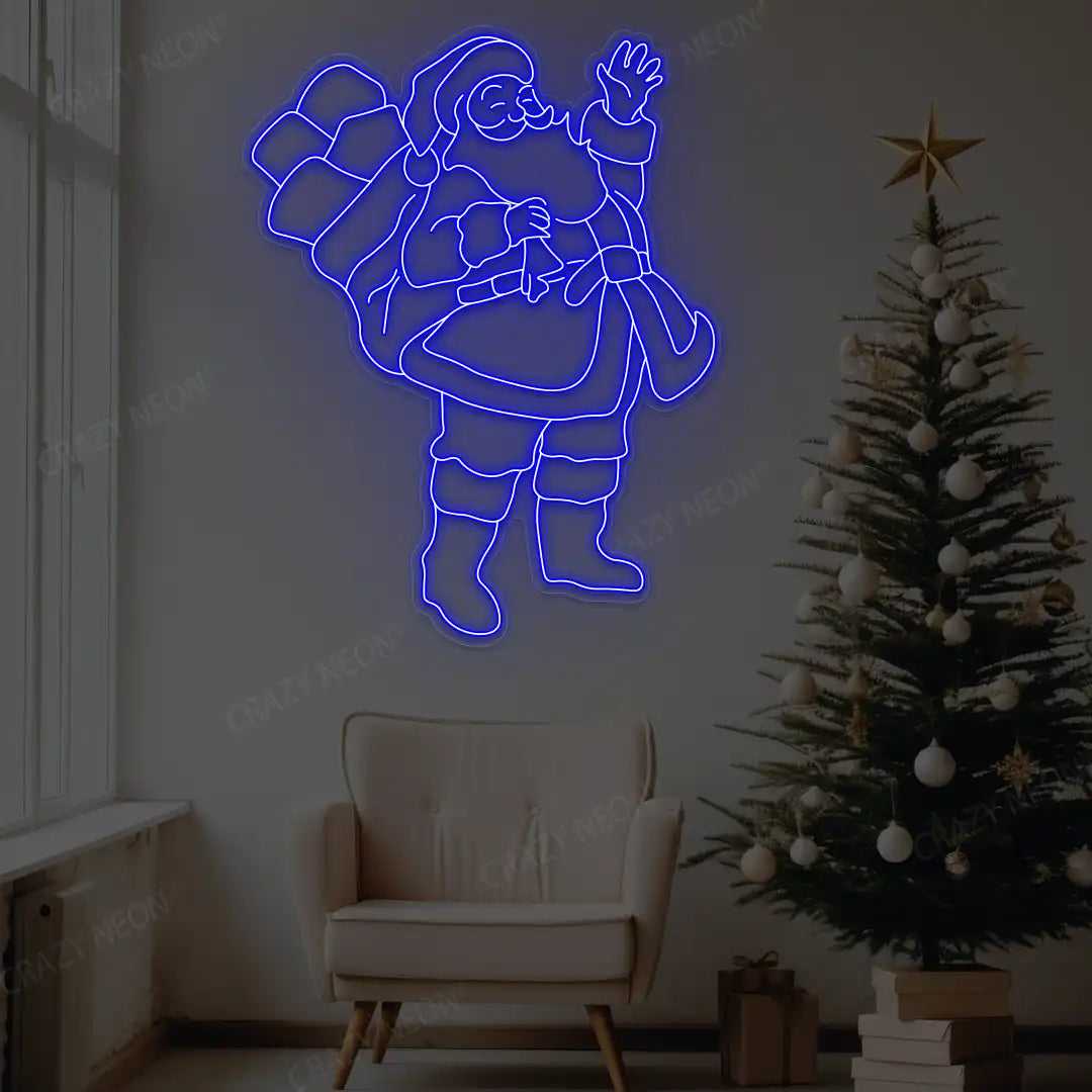 Waving Santa Neon Sign | Blue