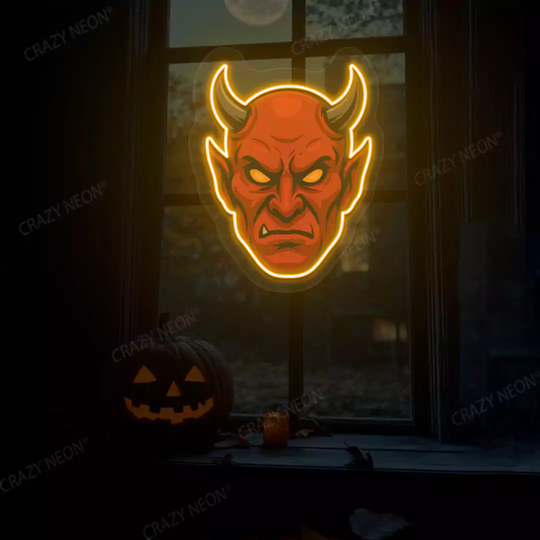 Devil Head Neon Artwork | Orange