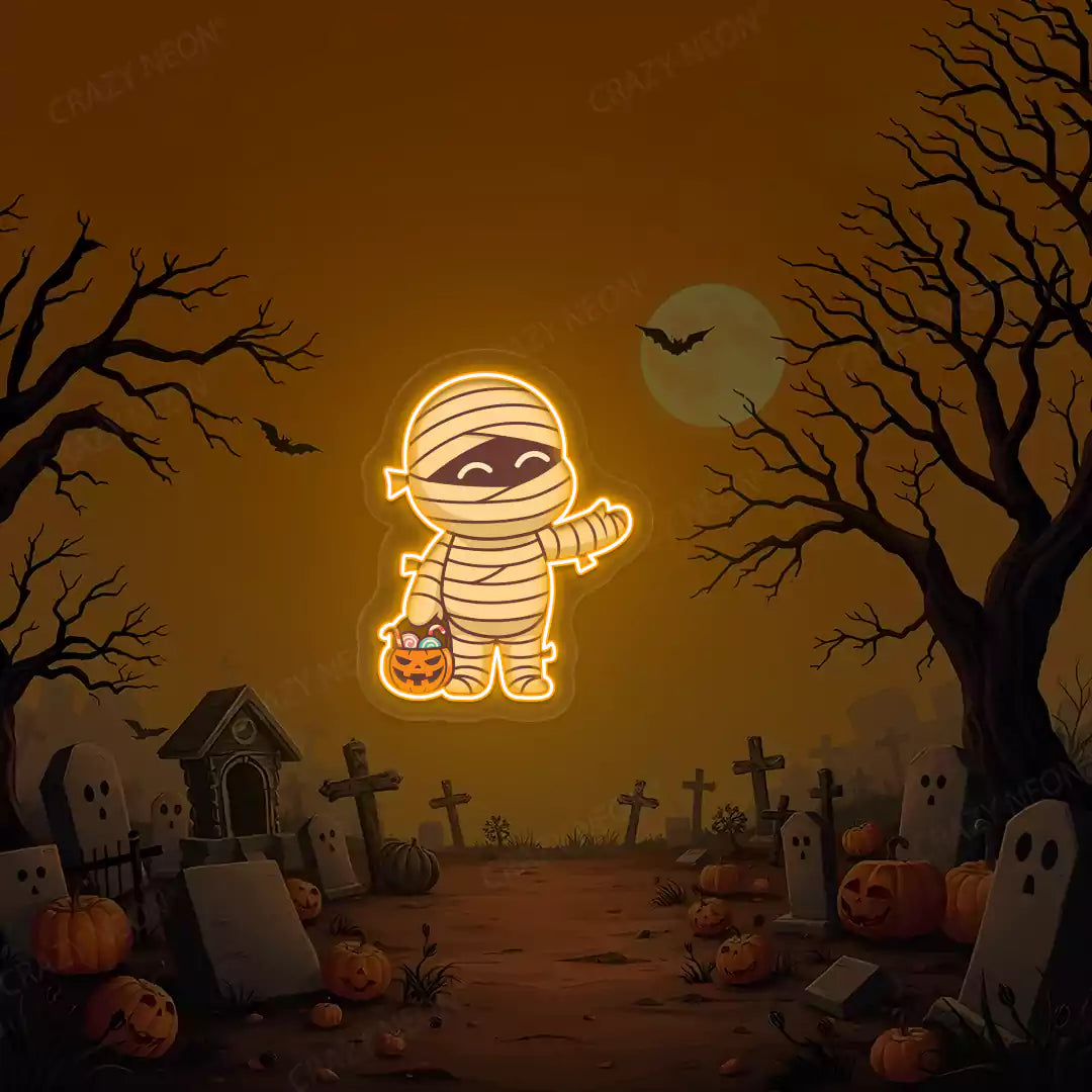 Mummy Kid Neon Artwork | Orange