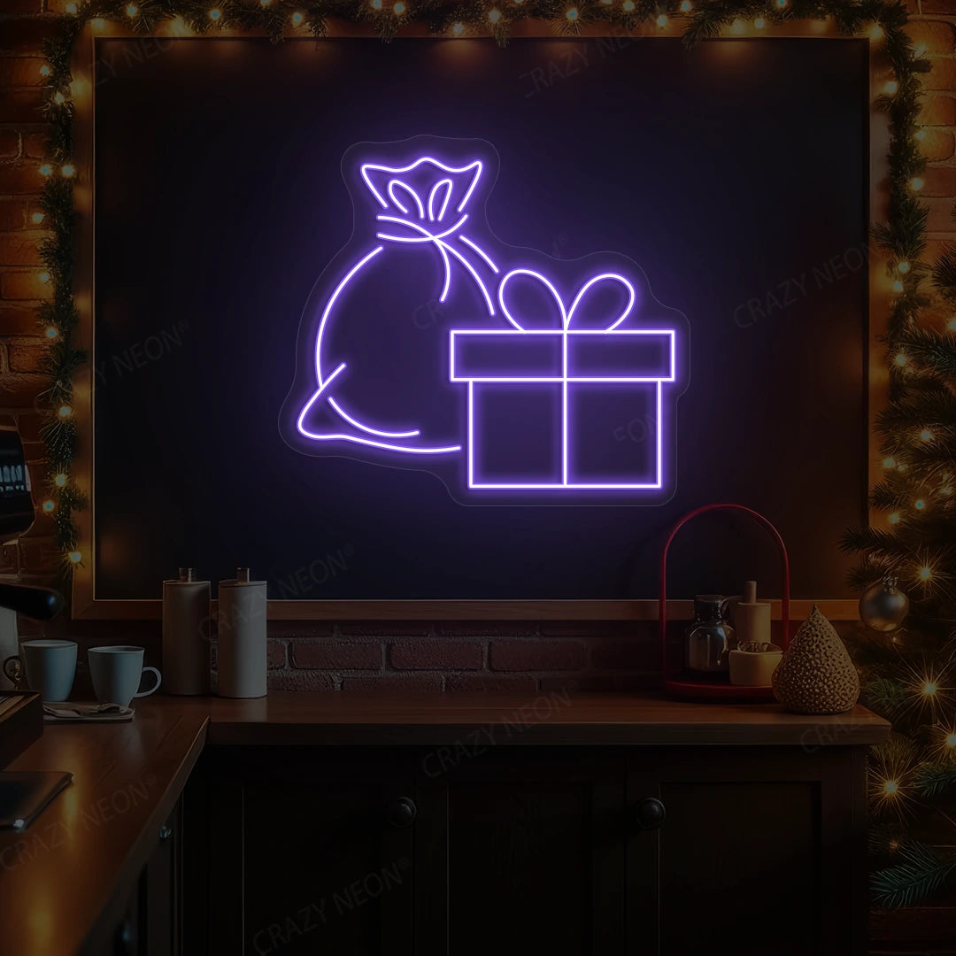 Gift Bag & Present Neon Sign | Purple