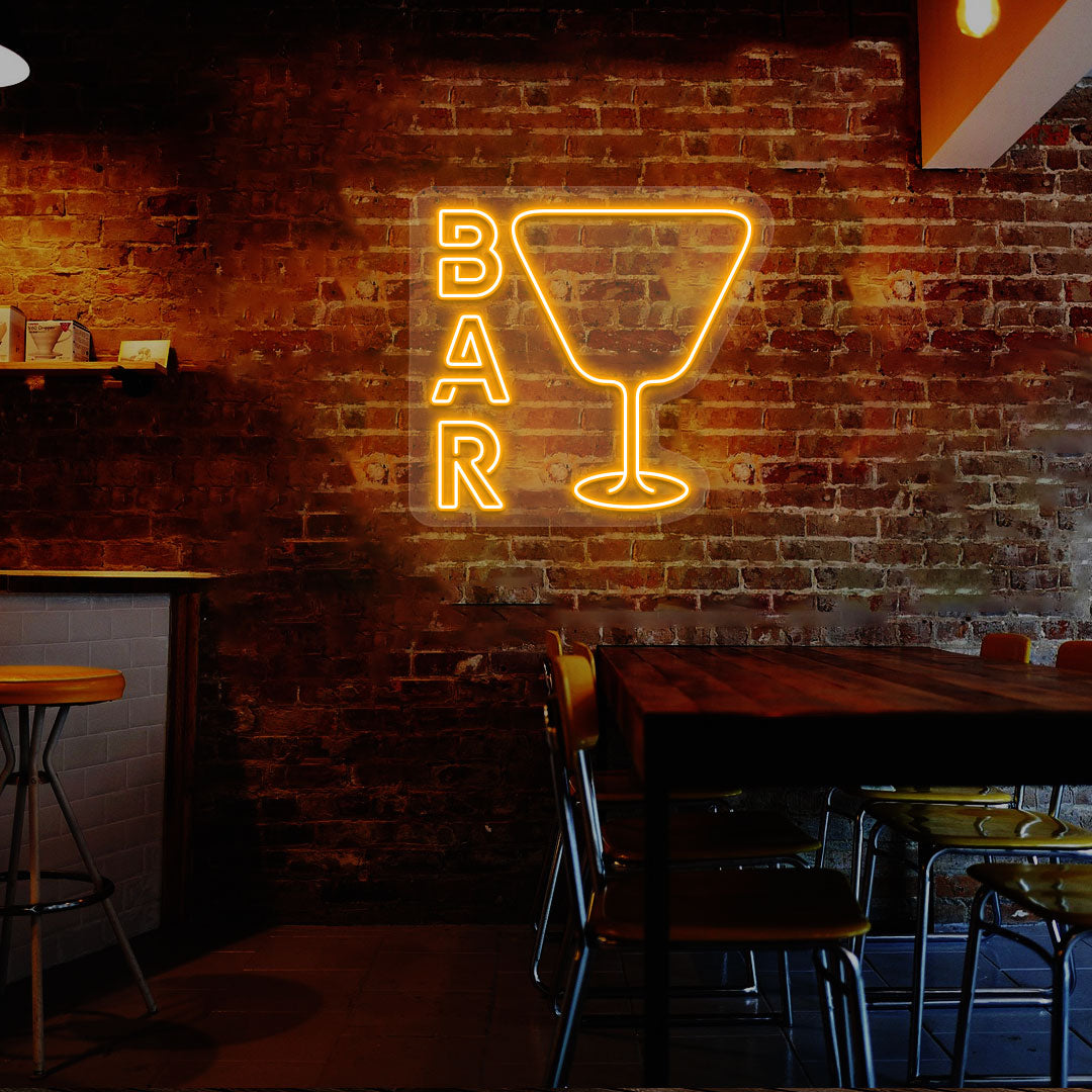 Bar and Glass Neon Sign | Orange