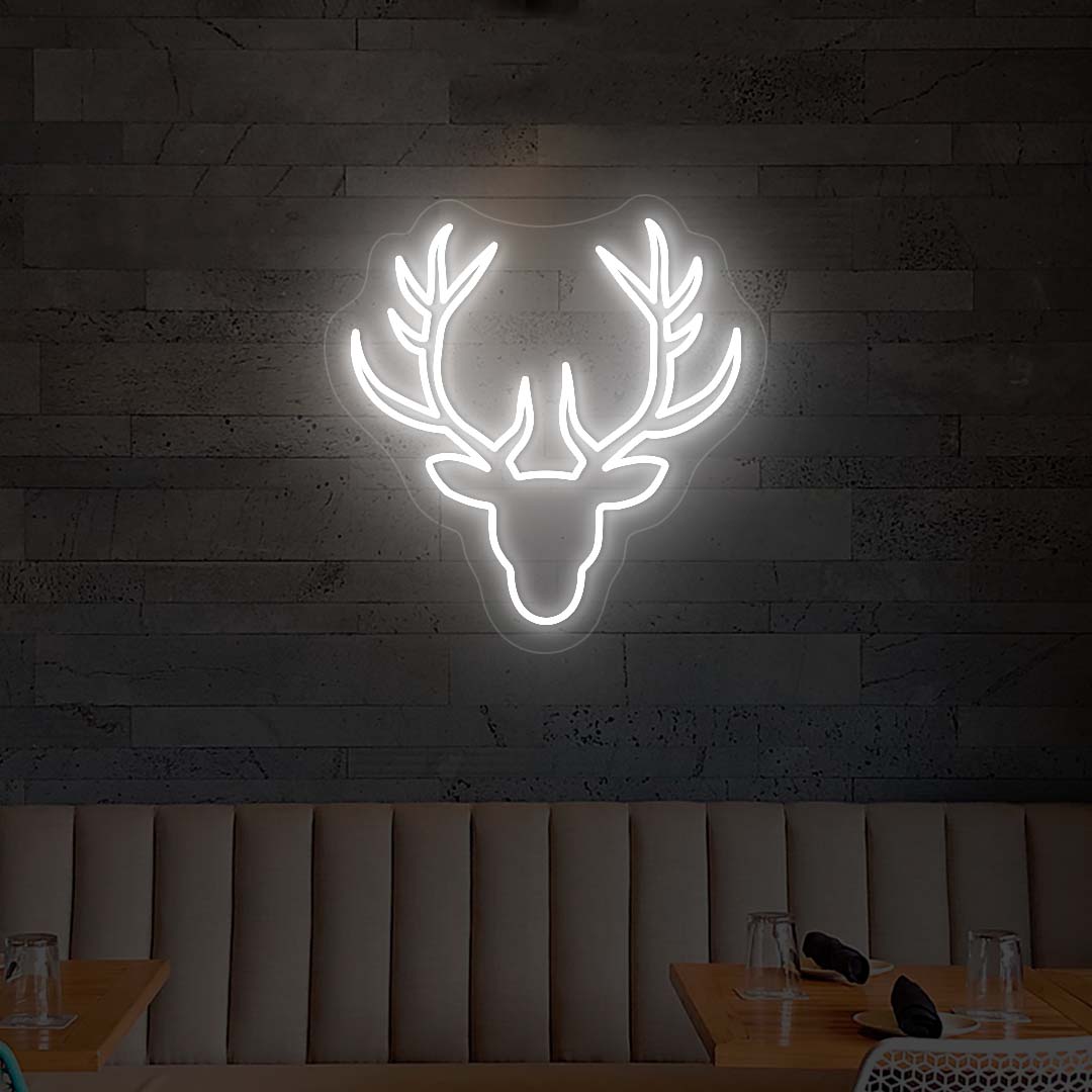 Reindeer Christmas Neon Sign | White