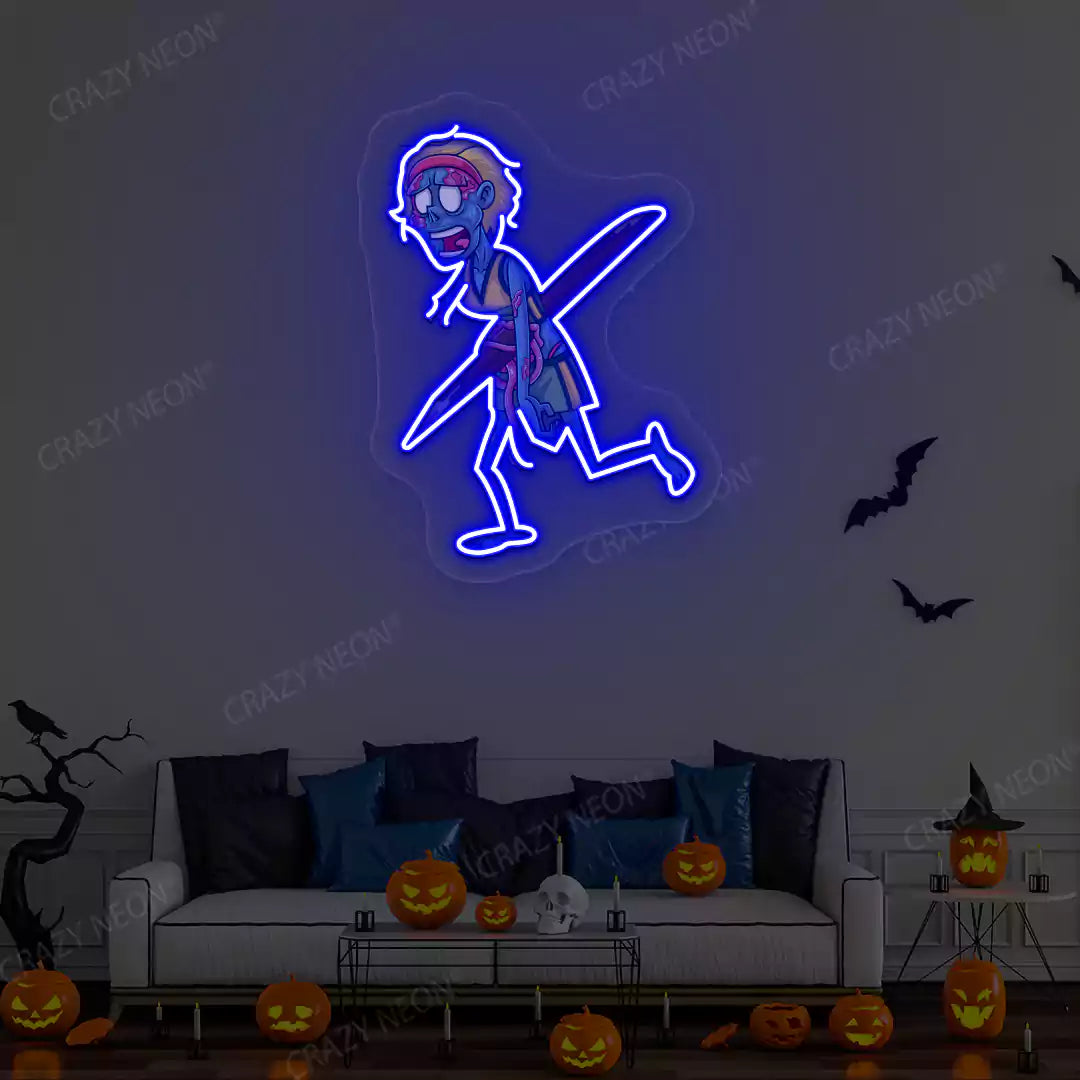 Impaled Zombie Neon Artwork | Blue