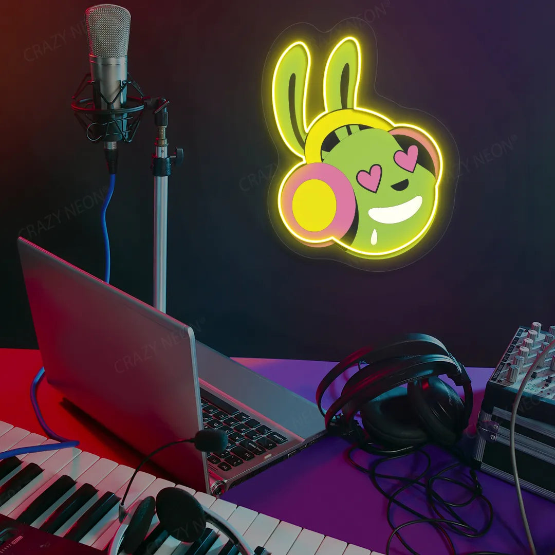 DJ Bunny Neon Artwork | Yellow