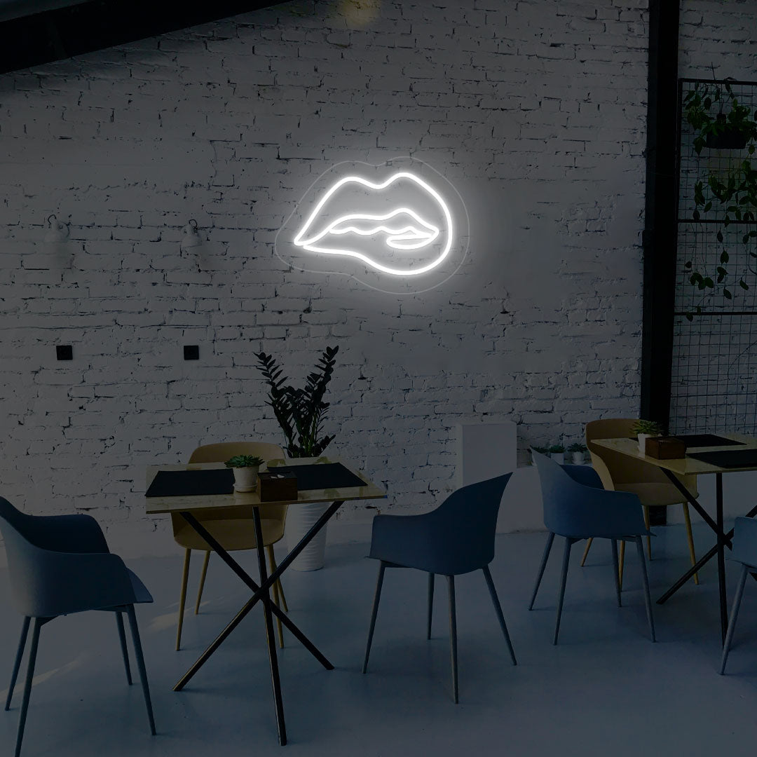 Irresistible Lips Neon Sign | White