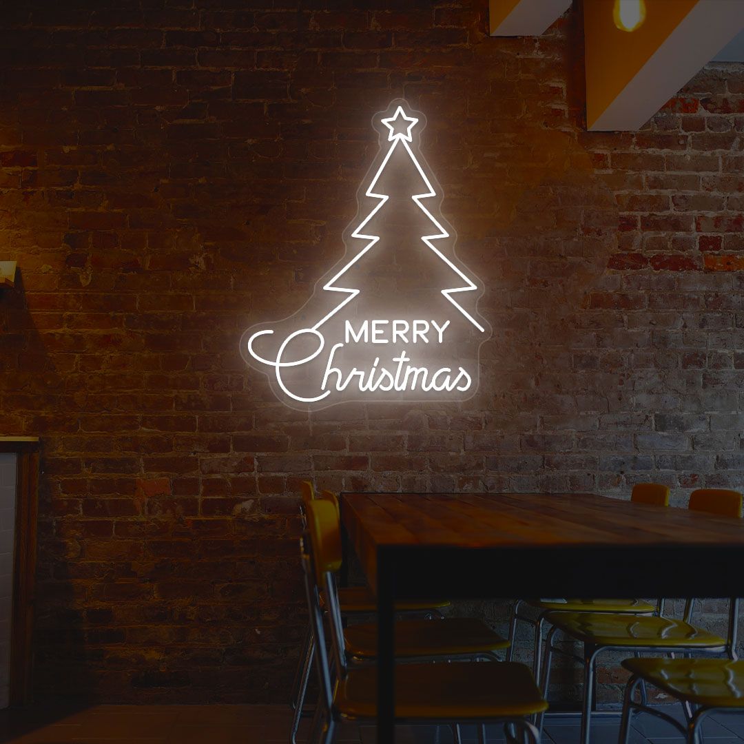 Merry Christmas With Tree Neon Sign