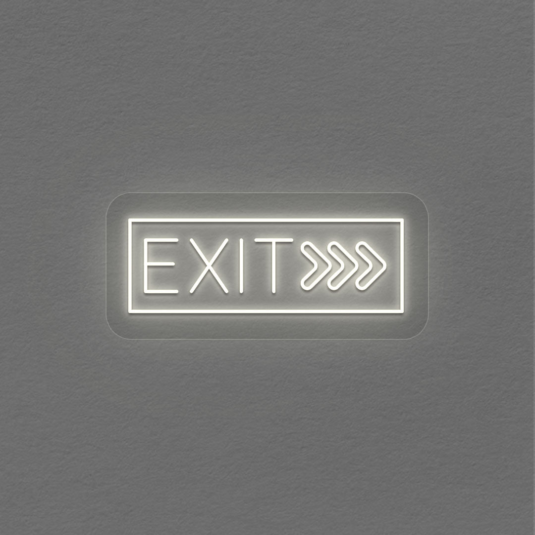 Exit With Arrow Neon Sign | White