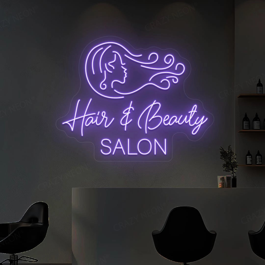 Hair & Beauty Salon Neon Sign | Purple