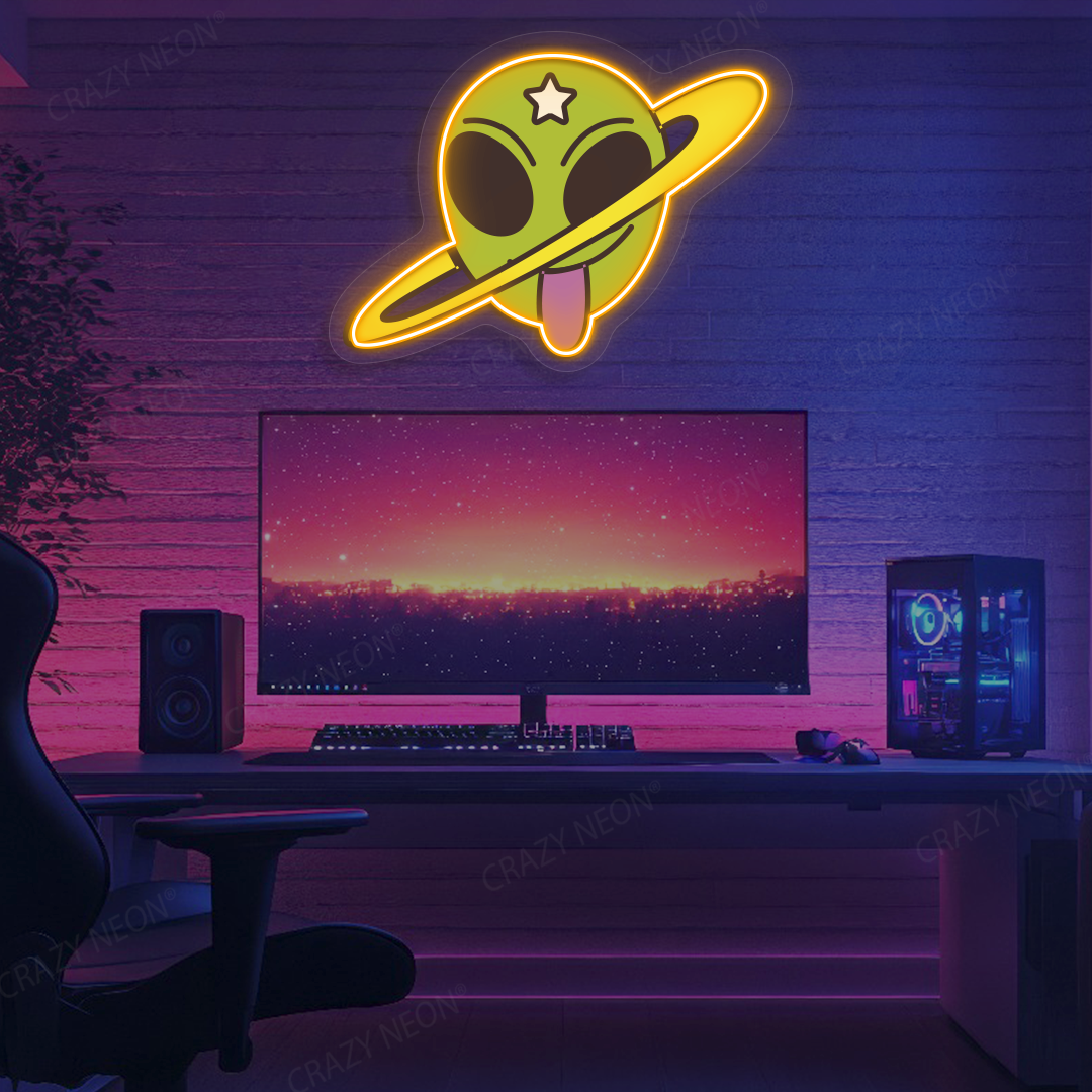 Outta This World Alien Neon Artwork | Orange
