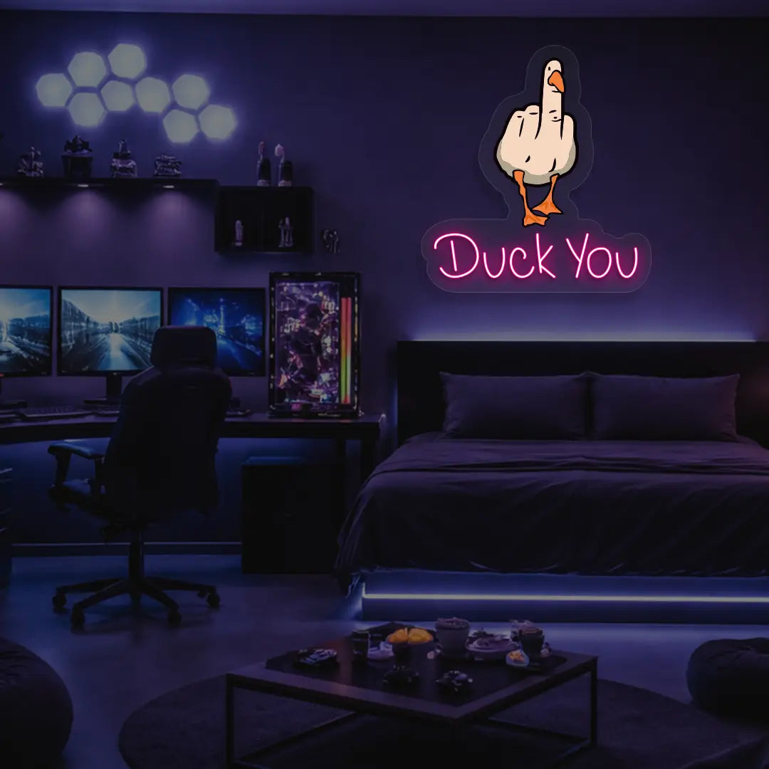 Duck You Neon Artwork in Pink Color
