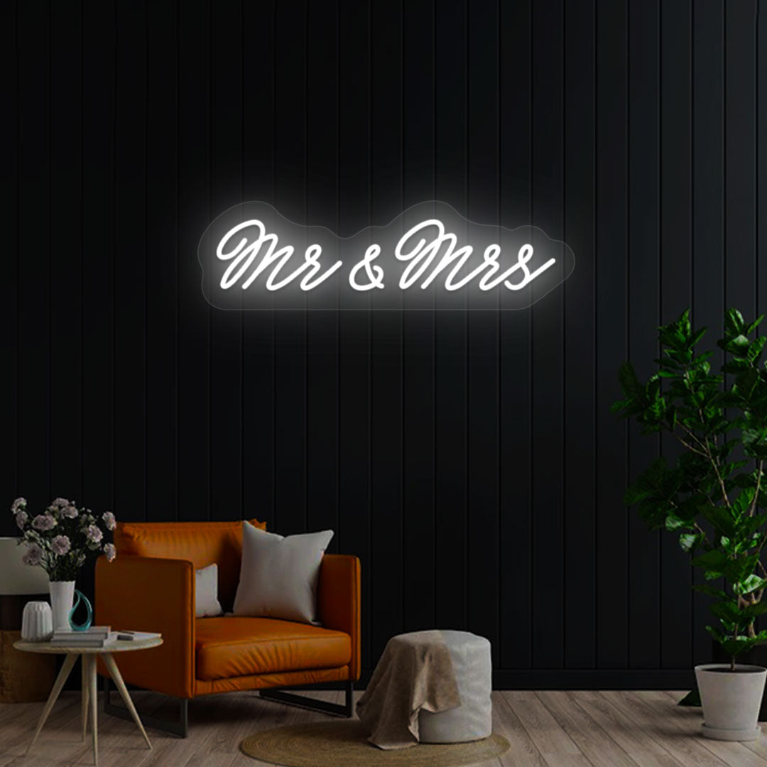 Mr & Mrs Neon Sign | White