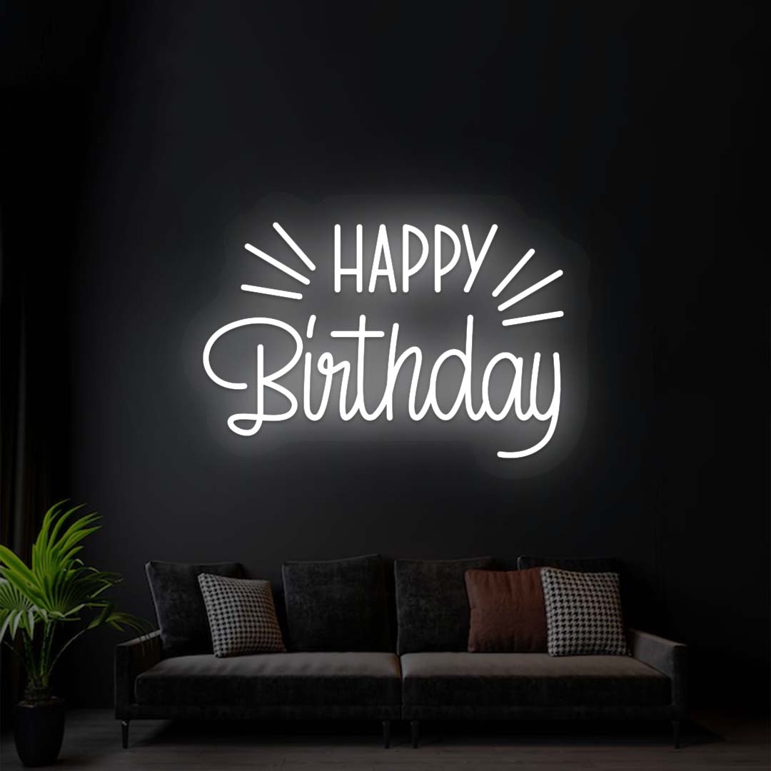 Happy Birthday Neon Sign | Warmwhite